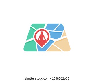 Yoga Map Icon Logo Design Element