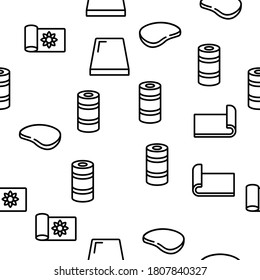 Yoga Mat Accessory Vector Seamless Pattern Thin Line Illustration