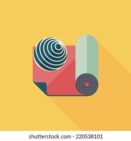 yoga mat and ball flat icon with long shadow,eps10