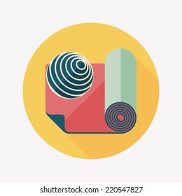 yoga mat and ball flat icon with long shadow,eps10