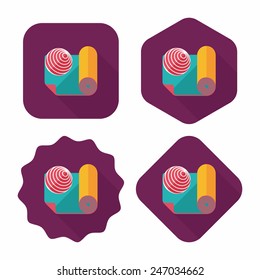 yoga mat and ball flat icon with long shadow,eps10