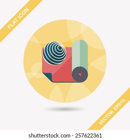 yoga mat and ball flat icon with long shadow,eps10