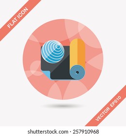 yoga mat and ball flat icon with long shadow,eps10