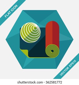 yoga mat and ball flat icon with long shadow,eps10