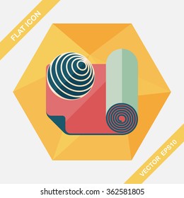 yoga mat and ball flat icon with long shadow,eps10