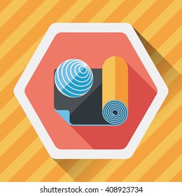 yoga mat and ball flat icon with long shadow,eps10
