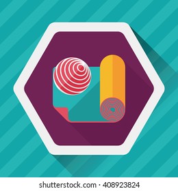 yoga mat and ball flat icon with long shadow,eps10