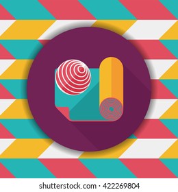 yoga mat and ball flat icon with long shadow,eps10