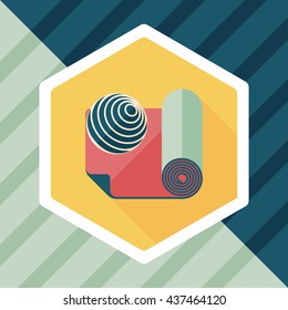 yoga mat and ball flat icon with long shadow,eps10