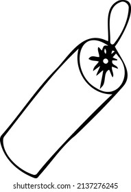 Yoga mat, for camping. Hand-drawn black and white vector illustration. Isolated object on a white background. Logo, clipart, template.