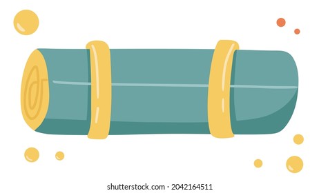 Yoga Mat From Camping And Outdoor Recreation Set, Isolated On White Background, Can Use For Camp Flyer, Card, Posters, T-shirt Design. Vector Illustration.