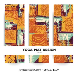 Diseño de alfombras de yoga. Patrón psicodélico abstracto. Impresión en negrita. Equipo de meditación creativa. 183x61. Vector eps10.