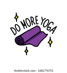 Yoga Mat, Do More Yoga Doodle Icon, Vector Illustration