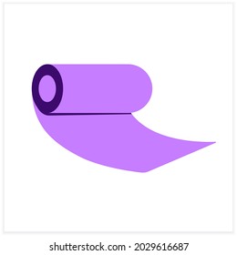 Yoga mat flat icon. Rolled fitness mat. Concept of regular home cardio and stretch training, sport activity and studio cardio exercise. Color vector illustration