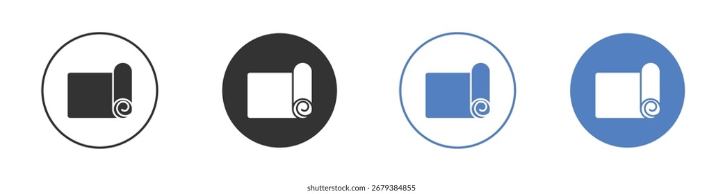 Colección de icono de estera de yoga para App en colores negro y azul