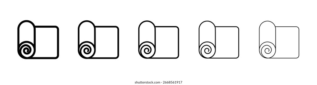 Ícone de esteira de ioga preenchido conceito de sinal plano para web design.