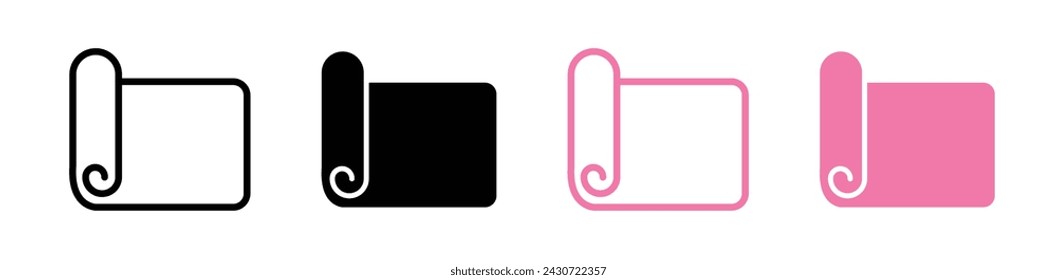 Yoga mat icon in filled and outlined style on white background