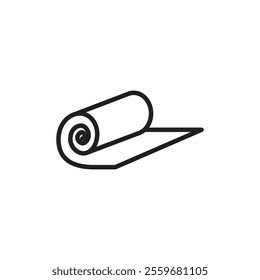 Yoga mat icon Flat art in black and white isolated
