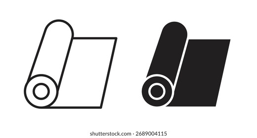 Icono de estera de yoga plano logo en blanco y negro