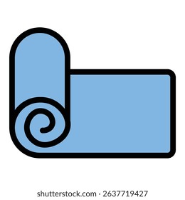 Yoga mat icon flat line style illustration representing fitness and meditation practice, suitable for wellness, yoga, and exercise-related projects