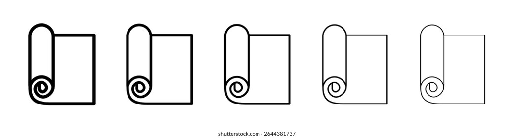 Yoga mat icon graphic set. trendy stroke line style