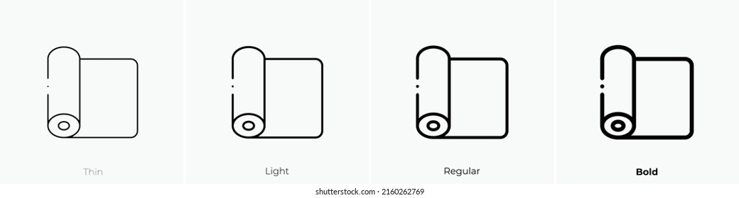 icono de la alfombra de yoga. Signo de estilo lineal aislado en fondo blanco. Ilustración vectorial.
