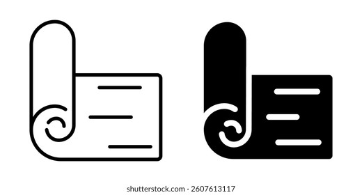 Yoga mat icon rolled out for fitness. Silhouette and line style.
