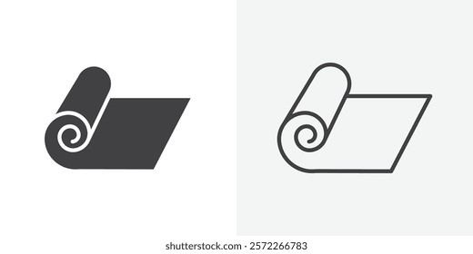 Yoga mat icons. flat and line style set