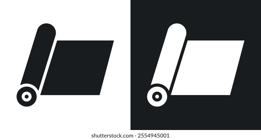 Yoga mat icons in solid black and white colors