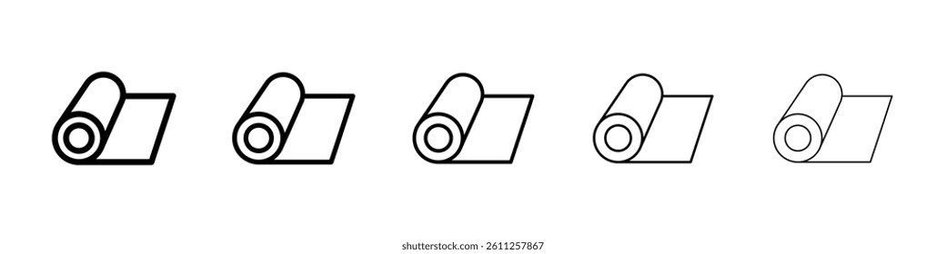 Yoga mat icons vector set in different stroke line style