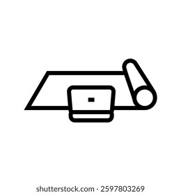 yoga mat and laptop tech engagement line icon vector. yoga mat and laptop tech engagement sign. isolated contour symbol black illustration