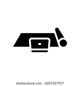 yoga mat and laptop tech engagement glyph icon vector. yoga mat and laptop tech engagement sign. isolated symbol illustration