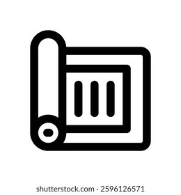 yoga mat line icon. Clean and minimalist vector icon for websites, mobile apps, presentations, and logos. Fully scalable and customizable for any project.