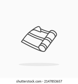 icono de la línea de alfombras de yoga. Actrazo editable y píxel perfecto. Se puede usar para productos digitales, presentación, diseño de impresión y más.