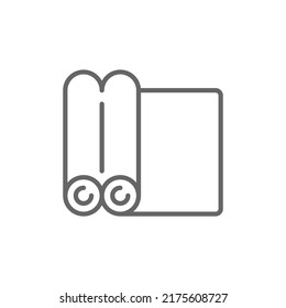 Icono de la línea de estera de yoga. signo de estilo lineal para concepto móvil y diseño web. Icono vectorial del contorno de la alfombra de fitness. Símbolo, ilustración del logotipo. Gráficos vectoriales perfectos para píxeles