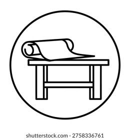 Yoga mat on a table in a circle icon design element icon