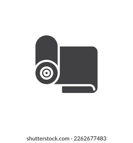 Yoga mat vector icon. filled flat sign for mobile concept and web design. Fitness carpet glyph icon. Symbol, logo illustration. Vector graphics