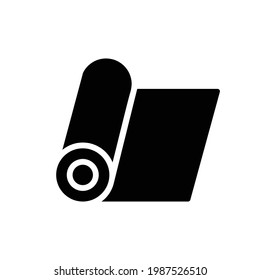Yoga Mat Vector Icon in Glyph Style. Vector illustration icon can be used for an app, website, or part of a logo.