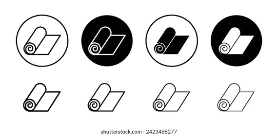 Yoga mat vector icon set collection. Yoga mat Outline flat Icon.