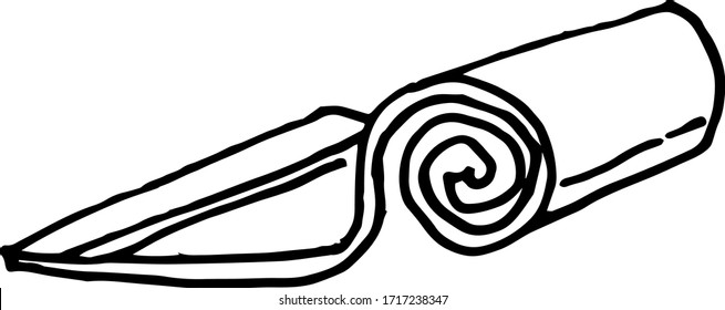 
Yoga mat vector illustration doodle sketch hand drawn line graphic sport leisure summer travel beach beach towel roll supplies