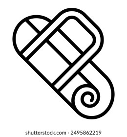 Diseño de iconos de línea de Vector de estera de yoga