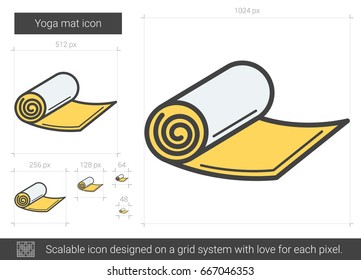 Yoga mat vector line icon isolated on white background. Yoga mat line icon for infographic, website or app. Scalable icon designed on a grid system.
