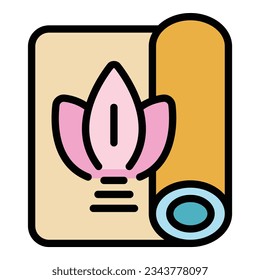 Yoga mattress icon outline vector. Happy exercise. Pose female color flat
