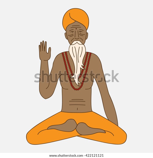 Yoga Meditating Sadhu Logo Asia Hinduism Stock Vector (Royalty Free ...