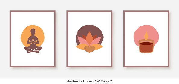 Yoga meditation with abstract tree logo and business card design