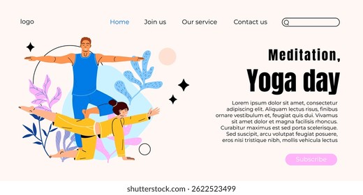 Yoga Meditation banner. Healthy lifestyle concept. Flexibility training. Advertisement and Marketing Material, Online Advertising, Business Presentation etc.