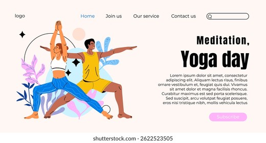 Yoga Meditation banner. Healthy lifestyle concept. Flexibility training. Advertisement and Marketing Material, Online Advertising, Business Presentation etc.