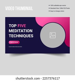 Yoga and meditation best practice video thumbnail cover banner template