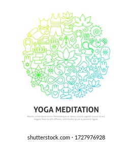 Concepto de Círculo de Meditación de Yoga. Ilustración vectorial del diseño de contorno.