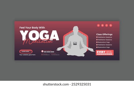 Yoga-Meditationsklasse Social Media Cover und Banner Template Design